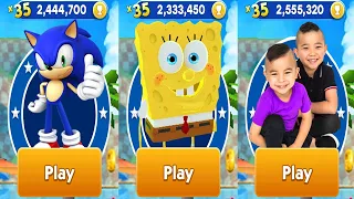 CKN Toys Car Hero Run All vs Tag with Ryan SpongeBob vs Sonic Dash Characters Unlocked