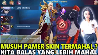 REAKSI KAGET CEWE CANTIK KETIKA MELIHAT AKU BALAS MUSUH YANG PAMER SKIN MAHAL - Mobile Legends