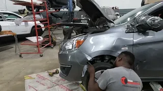 How to take apart the front bumper on a 2019 Mitsubishi Mirage