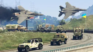 Russia Ukraine War | Russian Jets Destroy Ukrainian Military Convoy - GTA 5