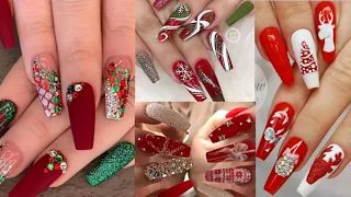 Red Christmas Nail Art Designs||Christmas Themed Nails Designs||Nail Art Designs Compliation.