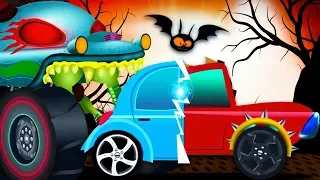 Scary Car Garage | Haunted House Monster Truck Videos - Kids Channel