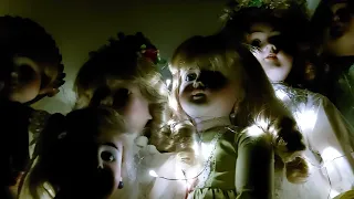 антикварные куклы в темноте,коллекция старинных кукол