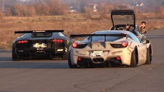 Liberty Walk Aventador + Liberty Walk 458 + Liberty Walk GT-R R35 - Fi Exhaust SOUNDS!