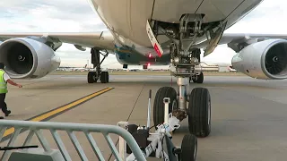 Oman Air A330-200 pushback at Heathrow