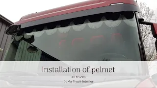 Installation of the pelmet in Scania S & R Next Generation