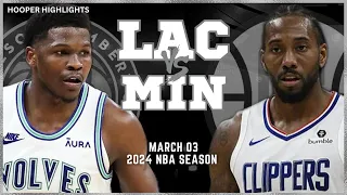 LA Clippers vs Minnesota Timberwolves Full Game Highlights | Mar 3 | 2024 NBA Season