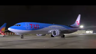 TUI B737-8max taxiing to stand 32 at Glasgow Airport 29/12/2021.