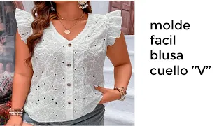 la forma mas facil de hacer molde blusa con boton