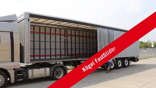 Considerable time savings when operating with the Kögel FastSlider tarpaulin  | © 2018 | Kögel