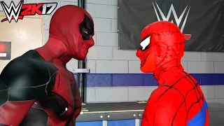 WWE 2K17 - DEADPOOL VS SPIDERMAN - BACKSTAGE BRAWL MATCH