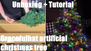 6ft Christmas tree (artificial) pre-lit spruce w. LED lights (fairy lights) unboxing & instructions