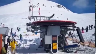 Crazy skilift malfunction and reverses course