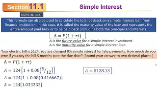 MATH 110 Sec11.1 (S2020): Simple Interest/11.2 Compound Interest