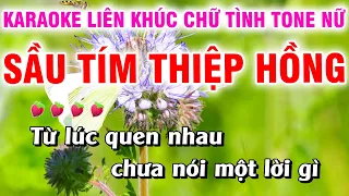 Karaoke Liên Khúc Trữ Tình Dễ Hát - Sầu Tím Thiệp Hồng Tone Nữ |Nhạc sống|Tấn Tài