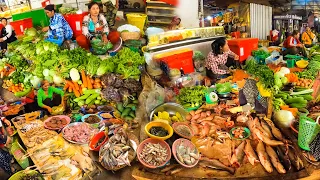 Amazing Cambodian food market scenes - massive food tours in market countryside