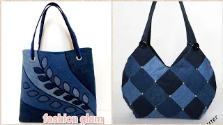 denim shoulder bags/patchwork denim bags styles and ideas