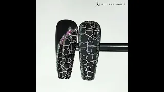 Black Crackle Nail Art | Juliana Nails tutorial