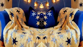 Bedspread baby blanket with a six pointed star unit crocheted كروشيه مفرش سرير بطانية بيبى النجمه