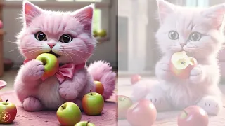 cute cat eating apple humm yumm #cat #funny #cute #funnyshorts