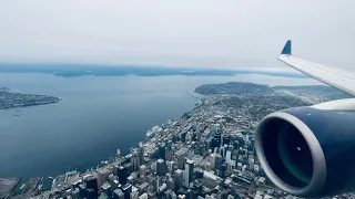 DOWNTOWN SEATTLE VIEW || Delta A220-100 Landing in Seattle, WA