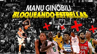 MANU GINOBILI BLOQUEANDO ESTRELLAS