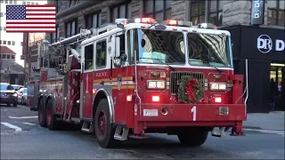 FDNY fire trucks responding compilation - horn, siren and lights