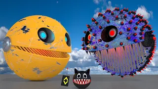 Pacman vs Cartoon Cat vs Two Robot Monsters