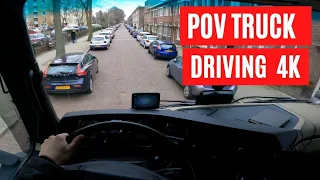 Super Narrow Street In The Hague, Driving Through The City - Mercedes Benz Actros MP4 POV 4K