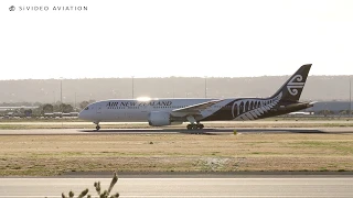 Air New Zealand (ZK-NZC) early morning departure on RW03 at Perth Airport.