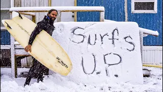 Surfer Dan Winter Surf Swell in Marquette, MI