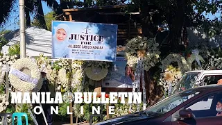 Sympathy wreaths seen outside the residence in Las Piñas of the slain OFW in Kuwait