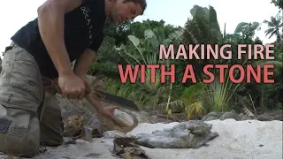 Making Fire with a Stone (Quartz) on a desert island | Alvaro Cerezo