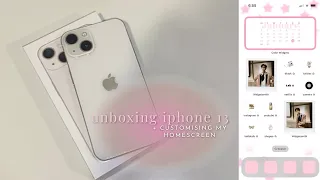 unboxing iPhone 13 (starlight) in 2023 | customising my home screen ⭐️✨