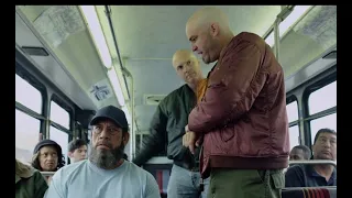 A badass old man beating up thugs on the bus for harassing another old man