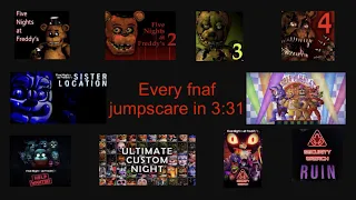 Every Fnaf jumpscare in 3 minutes and 31 seconds