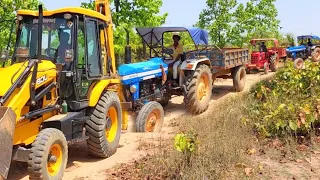 JCB 3dx Xpert Loading Mud Trolley | Mahindra 275 | Mahindra 575 Di Powertrac Tractor #jcb #tractor