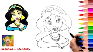 How to draw princess Jasmin ❄️Jasmin Drawing and coloring Step by Step with Agi ❄️ [Easy]