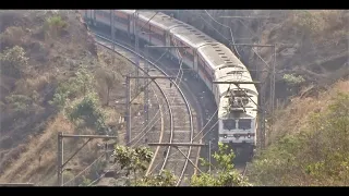 Spectacular Aerial View : Train Going Down Ghat Section on Central Railway