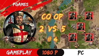 Stronghold Crusader - New gameplay -  co op - 2 ⚔ vs  5 x  Wolf 🐺