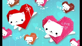 【バレンタイン・折り紙】ハートとネコちゃん　origami cat　Valentine