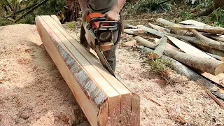 Skill in making ribs measuring 6 cm × 6 cm using a chainsaw