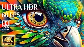 4K HDR 60fps Dolby Vision with Animal Sounds & Calming Music (Colorful Dynamic)