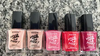 Compre a coleção de esmaltes avon viva la pink!