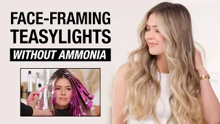 How to Do Blonde Highlights Without Ammonia | Teasylights w/ Money Piece Hair Tutorial | Kenra Color