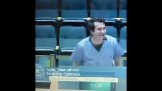 Man in scrubs trolls Dallas City Council meeting with vaccine rap