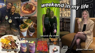 weekend in chicago VLOG: sephora haul, spin art, second city show, gluten free eats, & skin updates