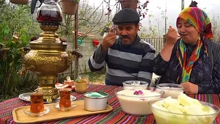 Making Rice pudding and Cheese in Iranian Countryside
