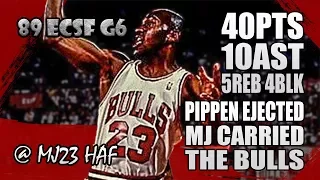 Michael Jordan Highlights 1989 ECSF Game 6 vs Knicks - 40pts,10ast,CARRIED THE BULLS without PIPPEN!