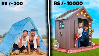 200 Vs 10000 Budget 😳- Surviving Overnight In different Huts - कौन गुजरेगा सबसे अच्छी रात?